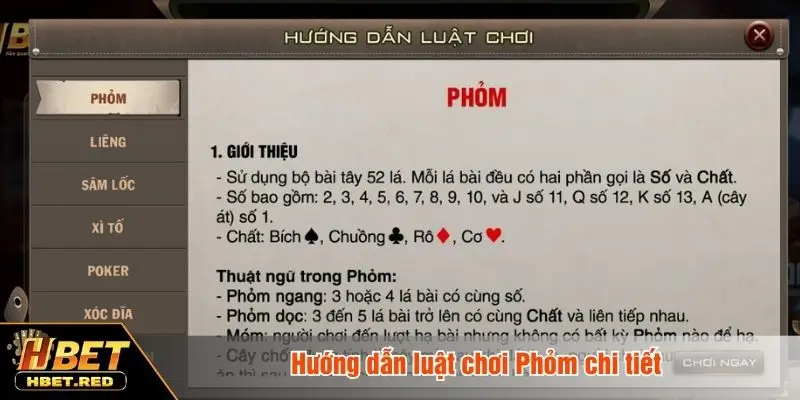 Phỏm HBET - Hướng Dẫn Chi Tiết Luật Chơi Và Kinh Nghiệm Cược Hướng dẫn luật chơi chi tiết